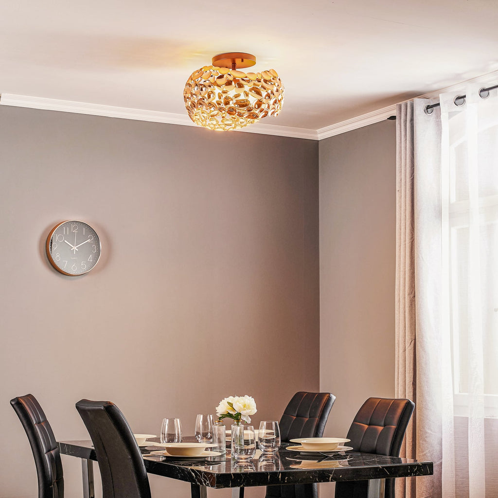 LED taklampe Narisa roségull metall/akryl bakside