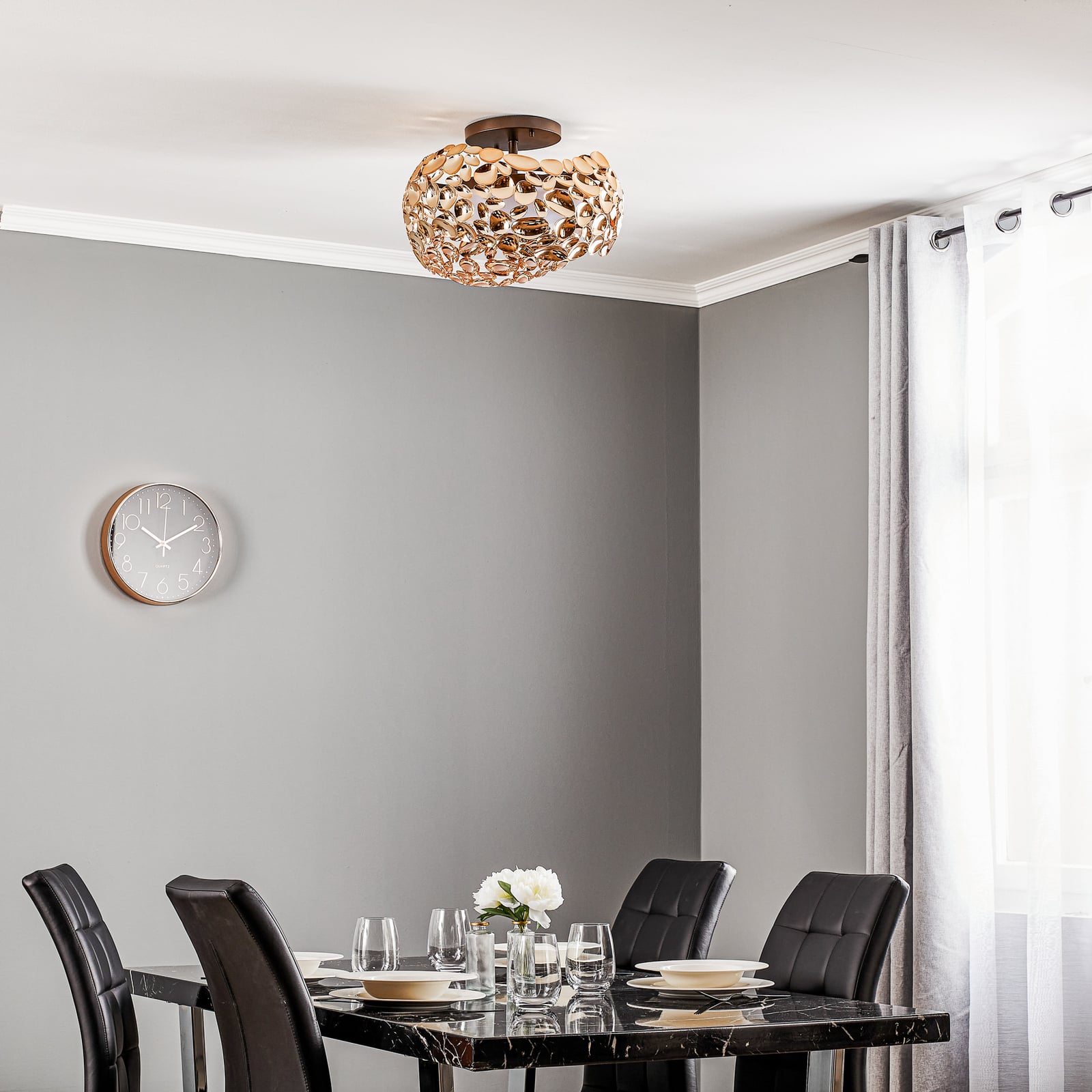 LED taklampe Narisa roségull metall/akryl detalj av skjerm