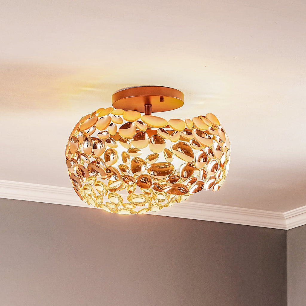 LED taklampe Narisa roségull metall/akryl forfra