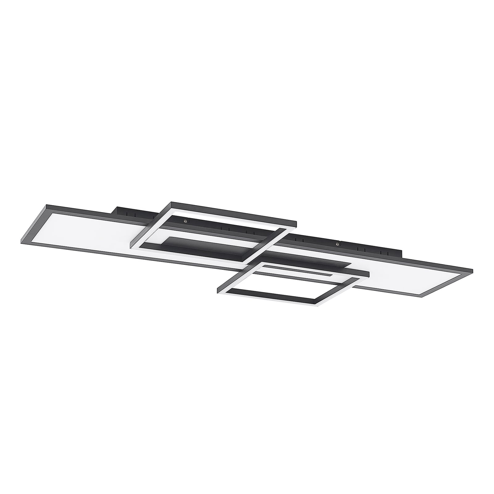 Nærbilde av LED taklampe Narumi dimbar CCT aluminium 110 cm med fjernkontroll