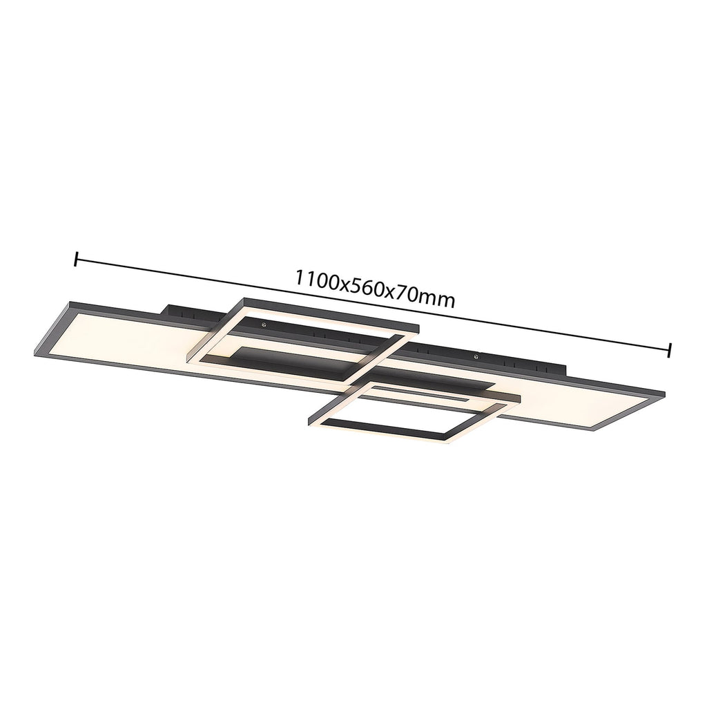 LED taklampe Narumi dimbar CCT aluminium 110 cm med fjernkontroll med fjernkontroll i hånden