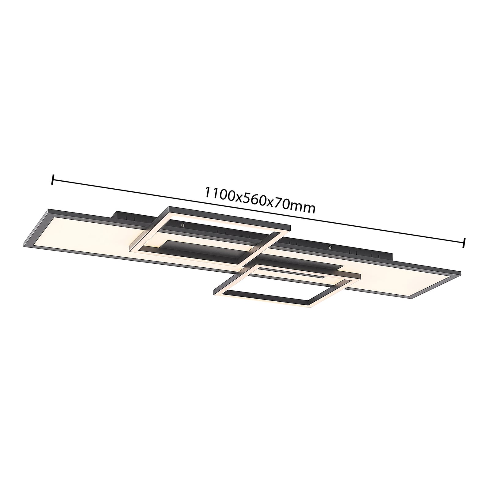 LED taklampe Narumi dimbar CCT aluminium 110 cm med fjernkontroll med fjernkontroll i hånden