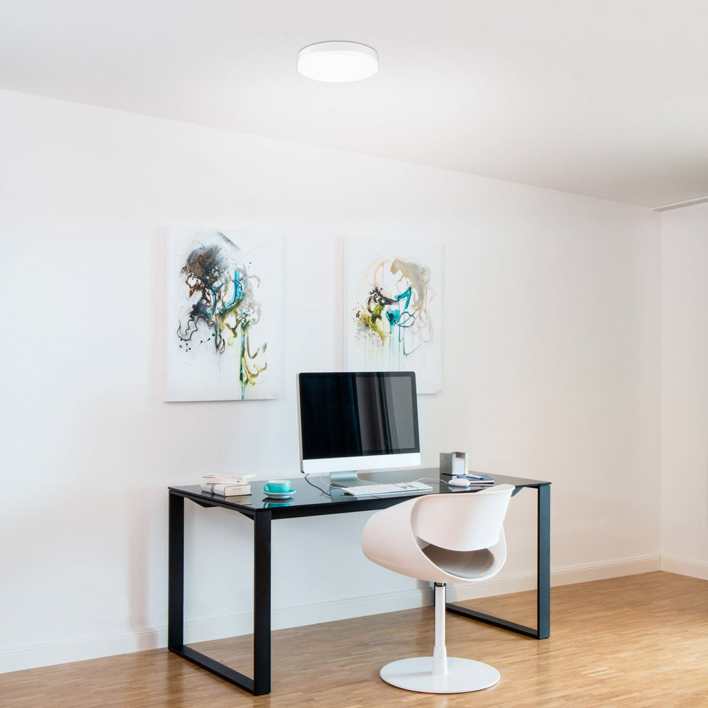 Detalj av LED taklampe Naxo rund hvit Ø28 cm 24W varmhvit IP44