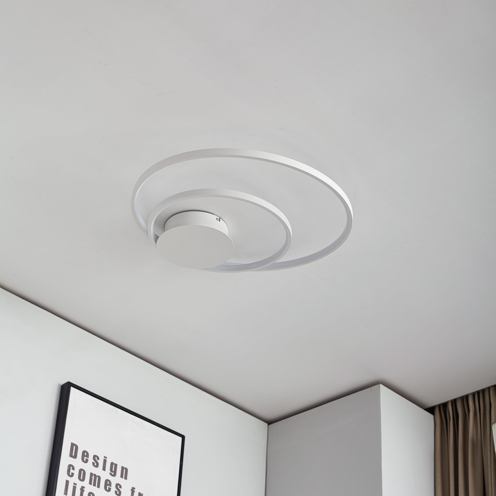 LED taklampe Nerwin dimbar hvit aluminium detalj av ring