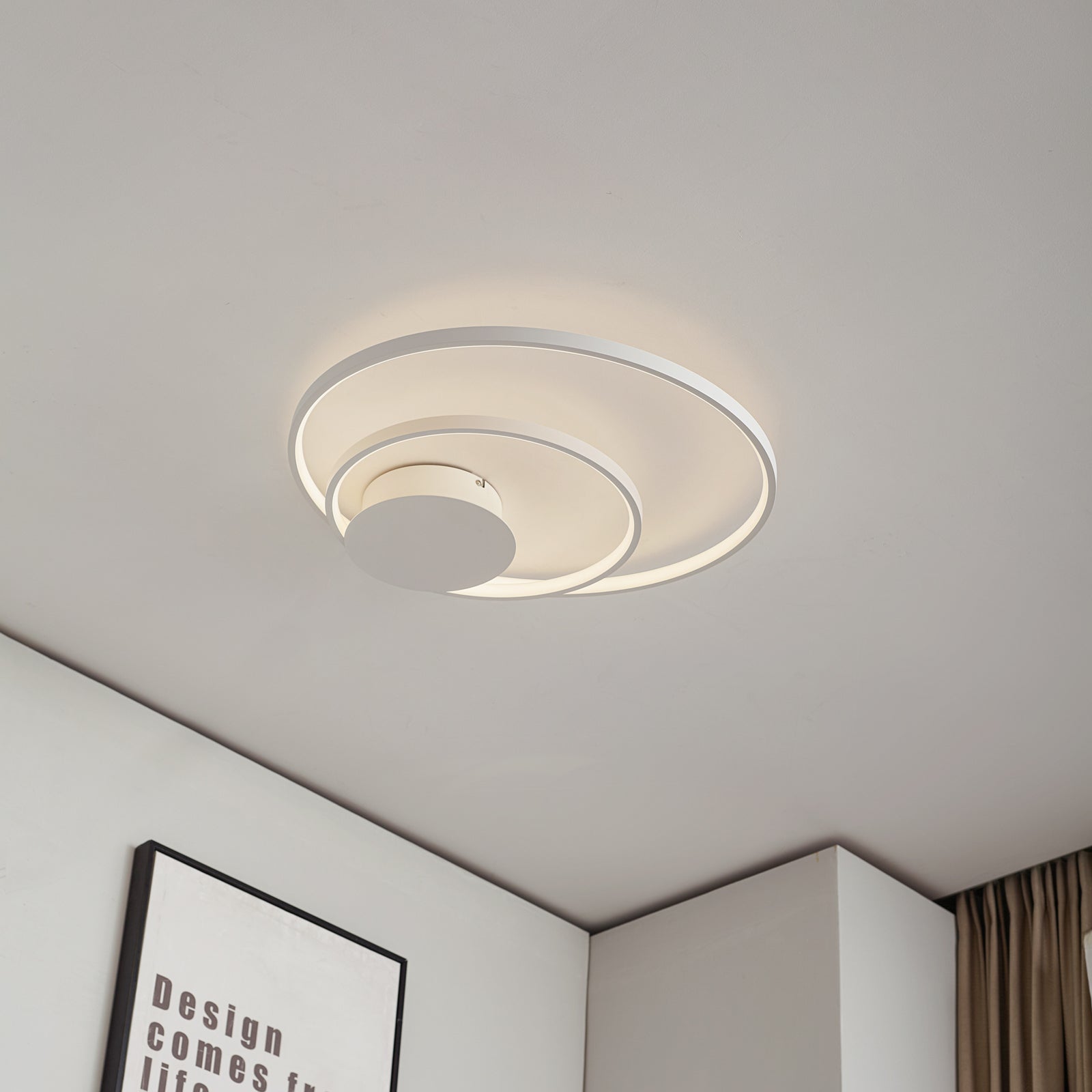 LED taklampe Nerwin dimbar hvit aluminium side