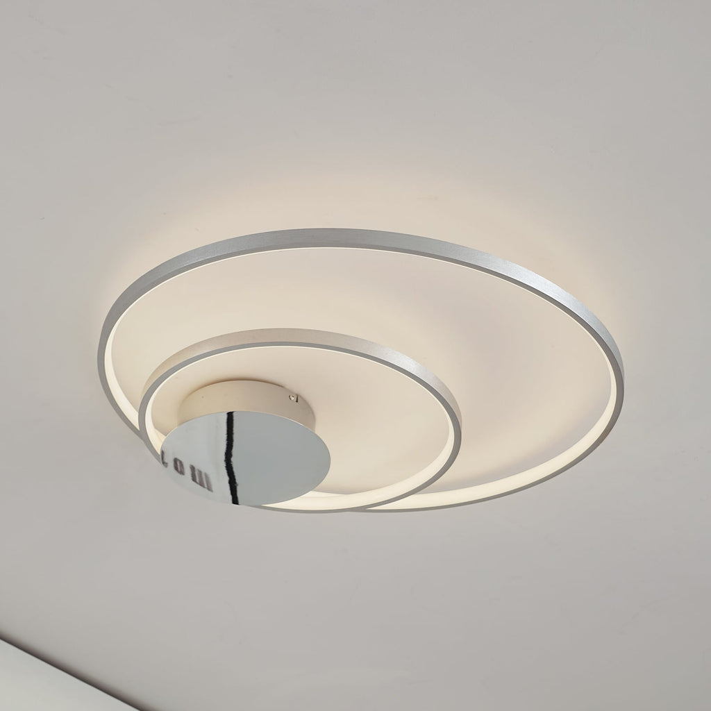 LED taklampe Nerwin rund aluminium/krom Ø65 cm forfra