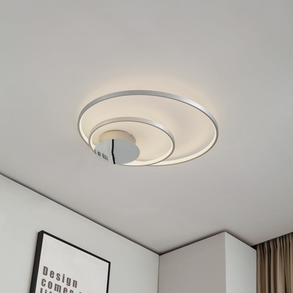LED taklampe Nerwin rund aluminium/krom Ø65 cm bakside