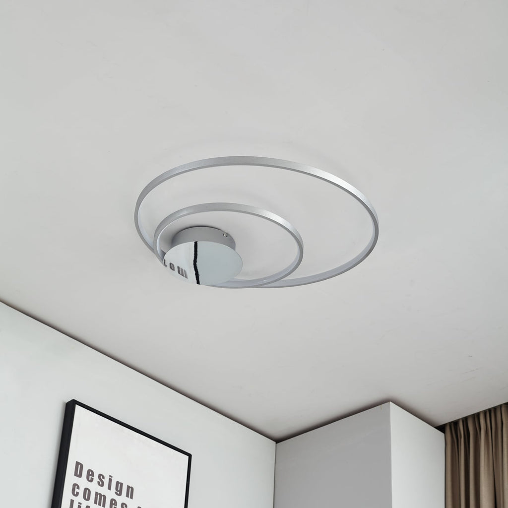 Detalj av LED taklampe Nerwin rund aluminium/krom Ø65 cm