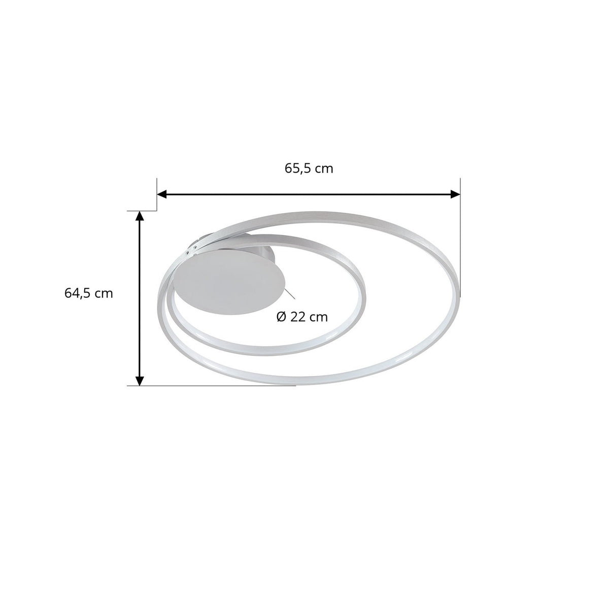 Nærbilde av LED taklampe Nerwin rund aluminium/krom Ø65 cm