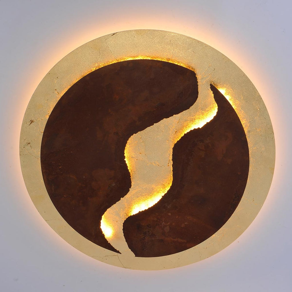 Detalj av LED taklampe Nevis dimbar Ø50 cm rustfarget/gull