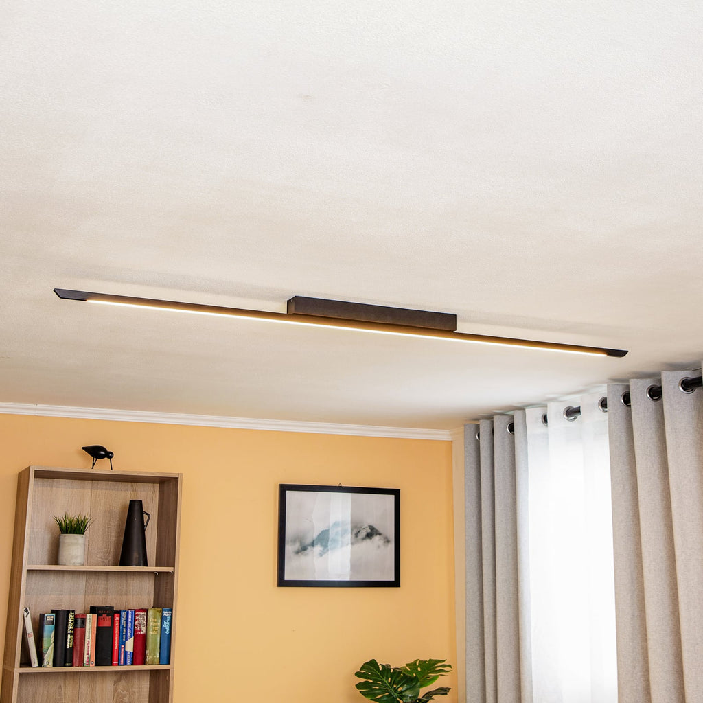 LED taklampe Niara dimbar svart eloxal 168 cm forfra