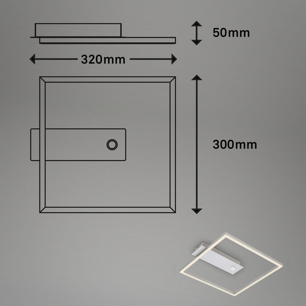 LED taklampe Nici kvadratisk med bevegelsessensor 32x30 cm montert i rom