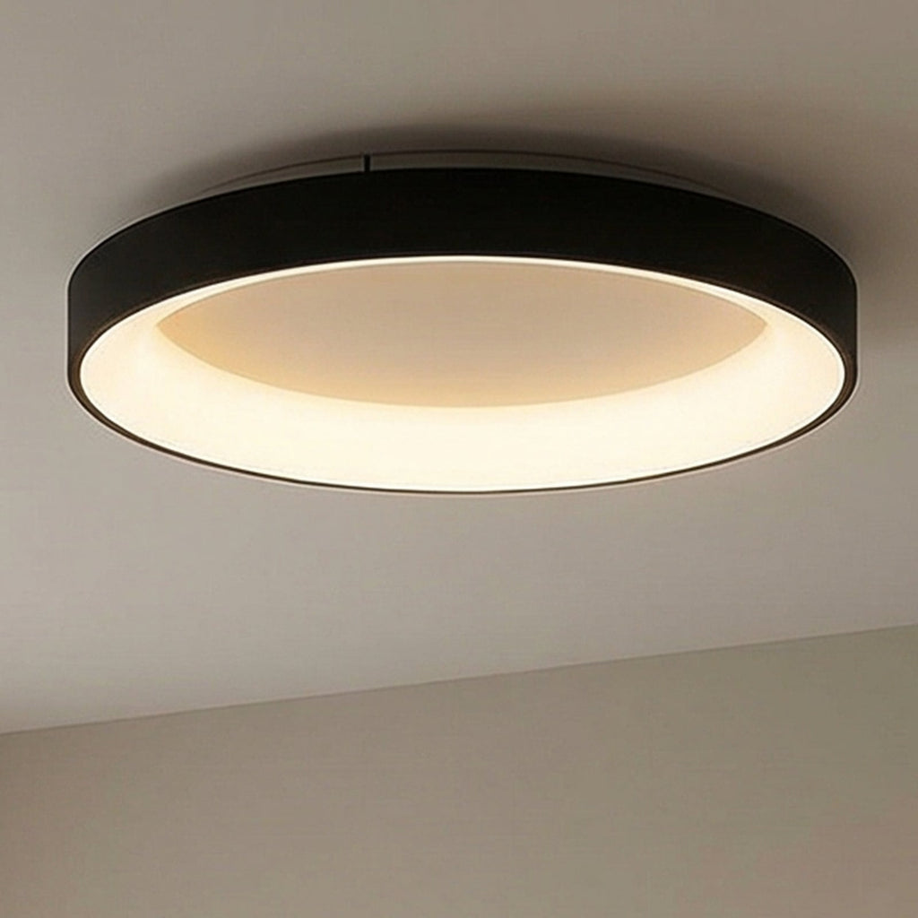 Bakside av LED taklampe Niseko II CCT dimbar fjernkontroll Ø50 cm svart