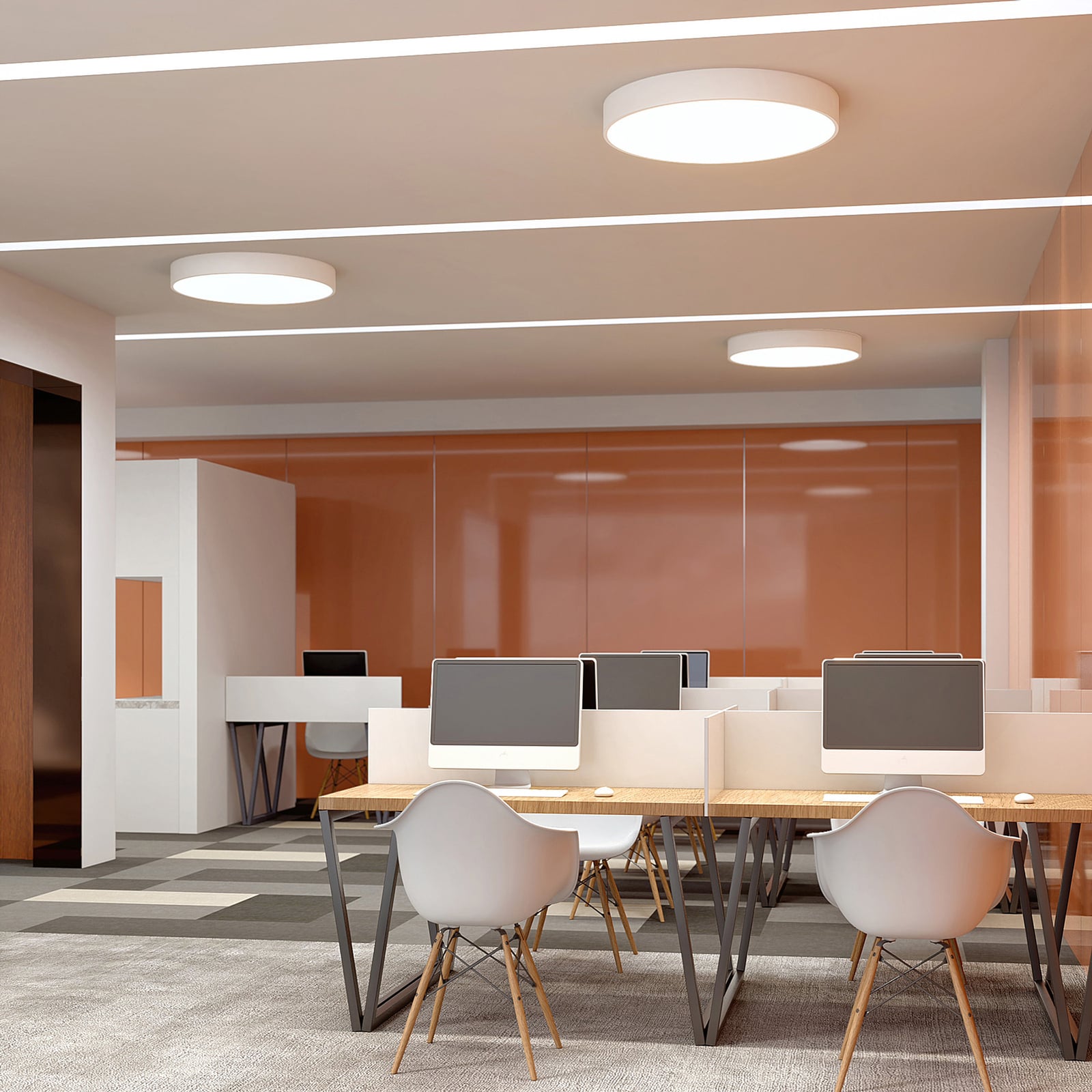 LED taklampe Noabelle dimbar hvit metall bakside