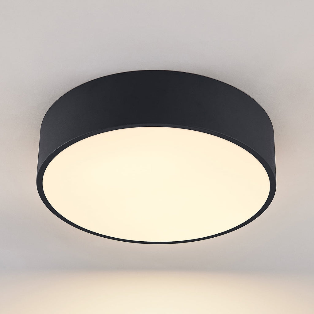 LED taklampe Noabelle dimbar svart metall Ø40 cm detalj av metallramme