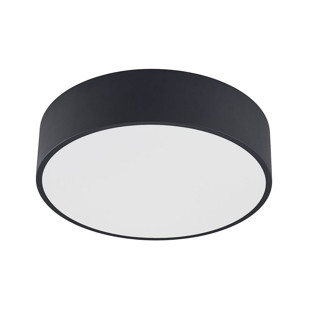 LED taklampe Noabelle dimbar svart metall Ø40 cm montert i rom
