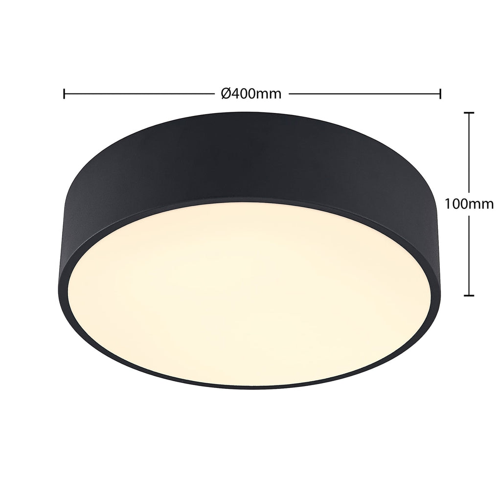 LED taklampe Noabelle dimbar svart metall Ø40 cm nærbilde av diffusor