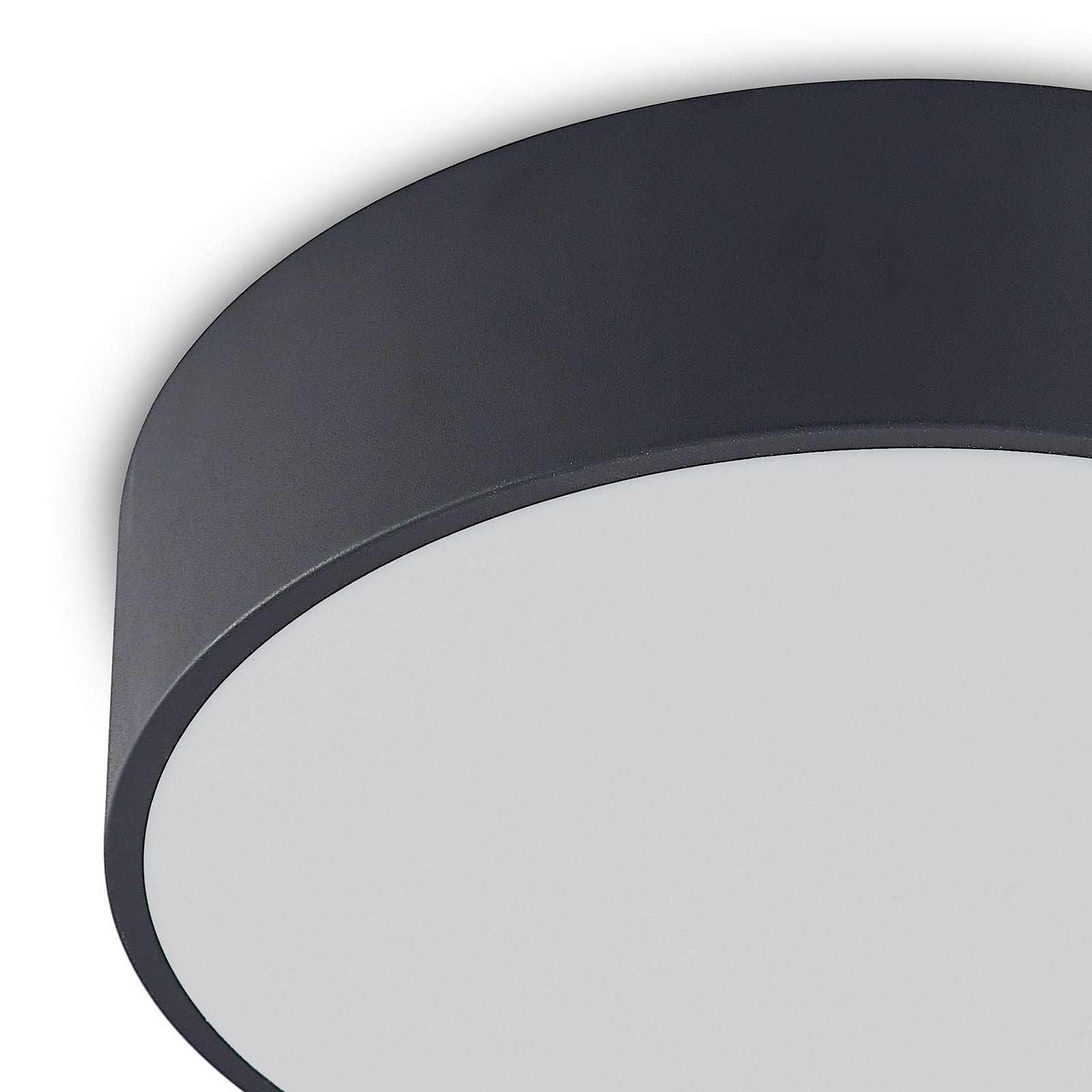 LED taklampe Noabelle dimbar svart metall Ø40 cm lysdetalj