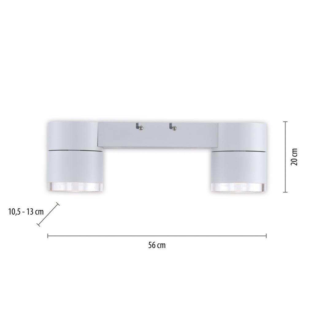 LED taklampe Nola 2-lys dimbar hvit 30W 49 cm montert