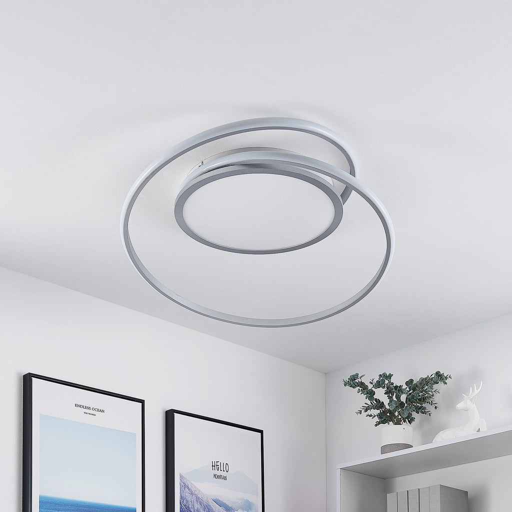 LED-taklampe Noud dimbar CCT sølv Ø65 cm bakside