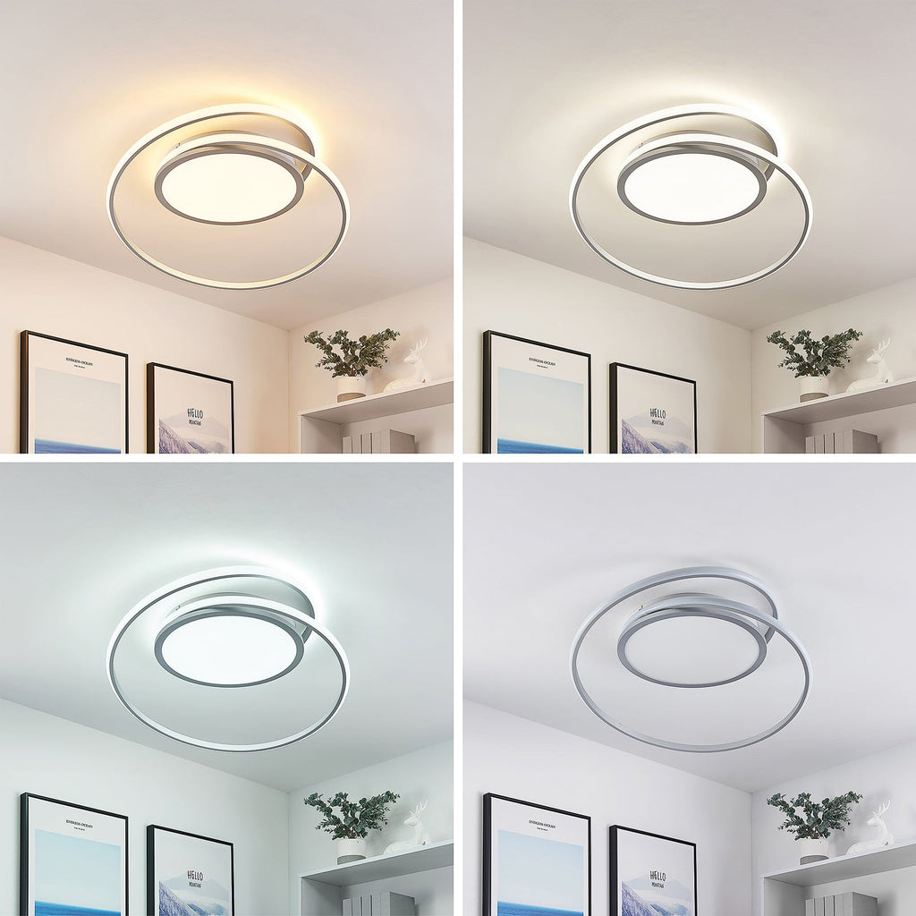 LED-taklampe Noud dimbar CCT sølv Ø65 cm detalj av armatur
