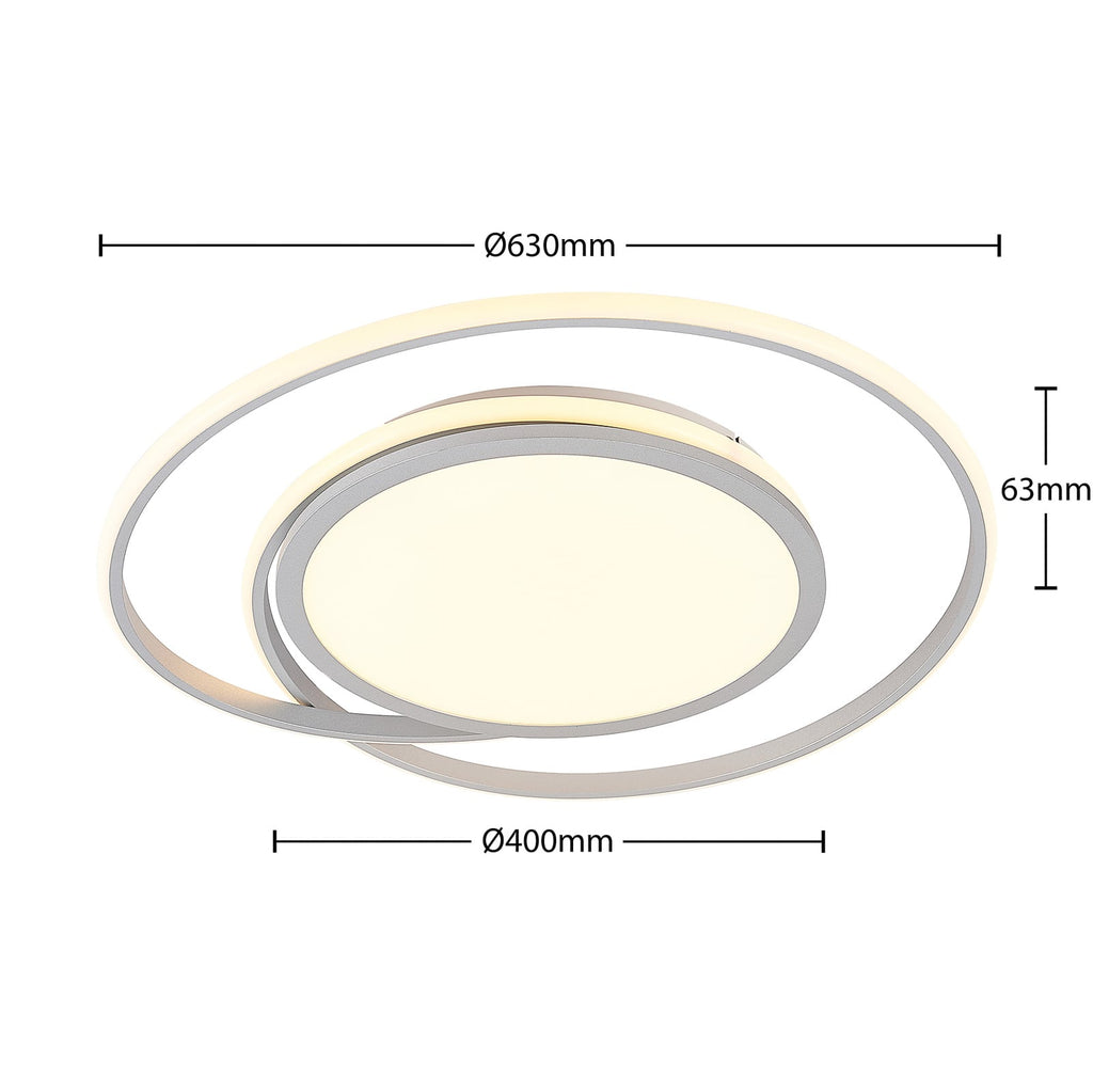 LED-taklampe Noud dimbar CCT sølv Ø65 cm fjernkontroll