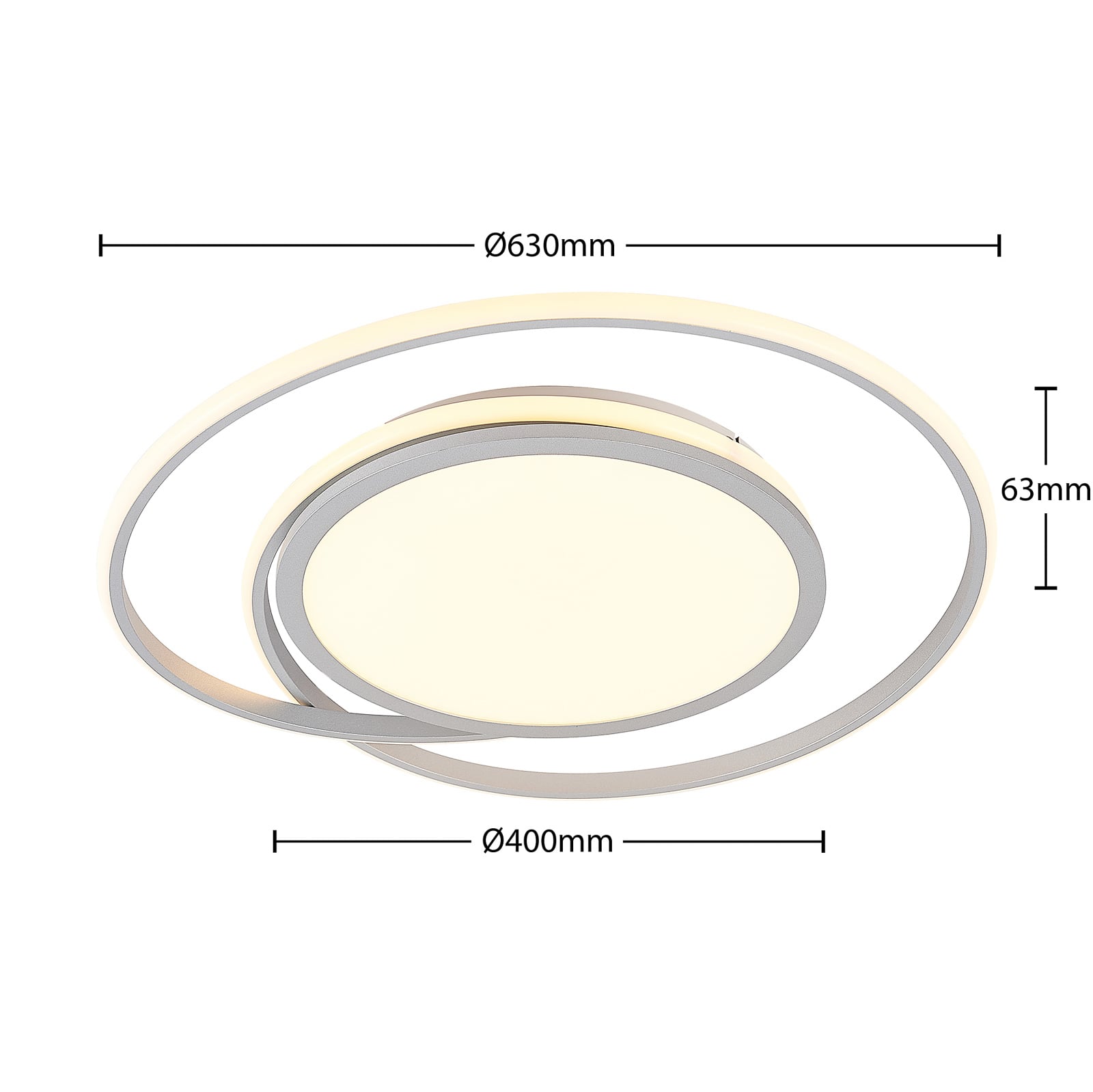 LED-taklampe Noud dimbar CCT sølv Ø65 cm fjernkontroll