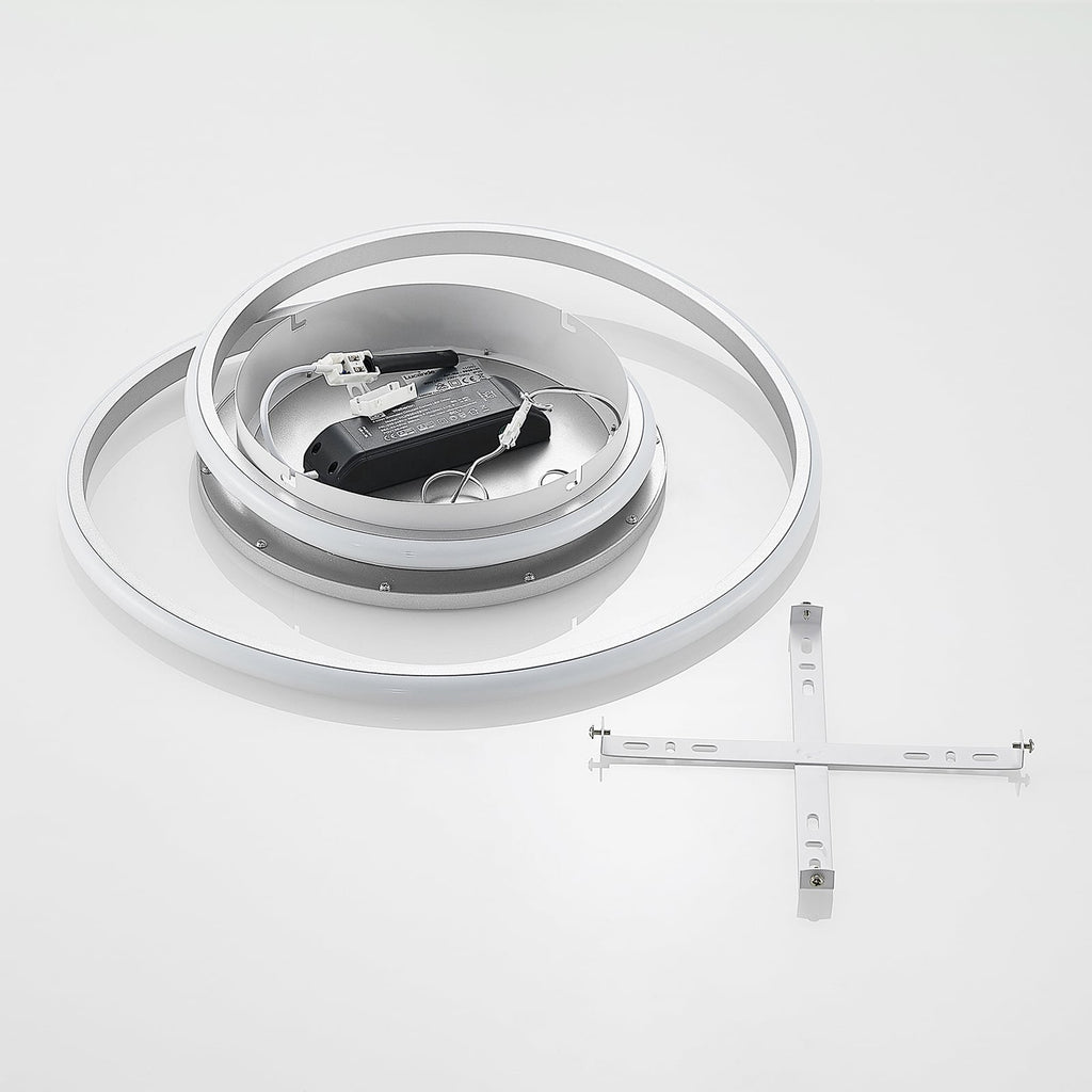 LED taklampe Noud dimbar sølv aluminium med veggbryter