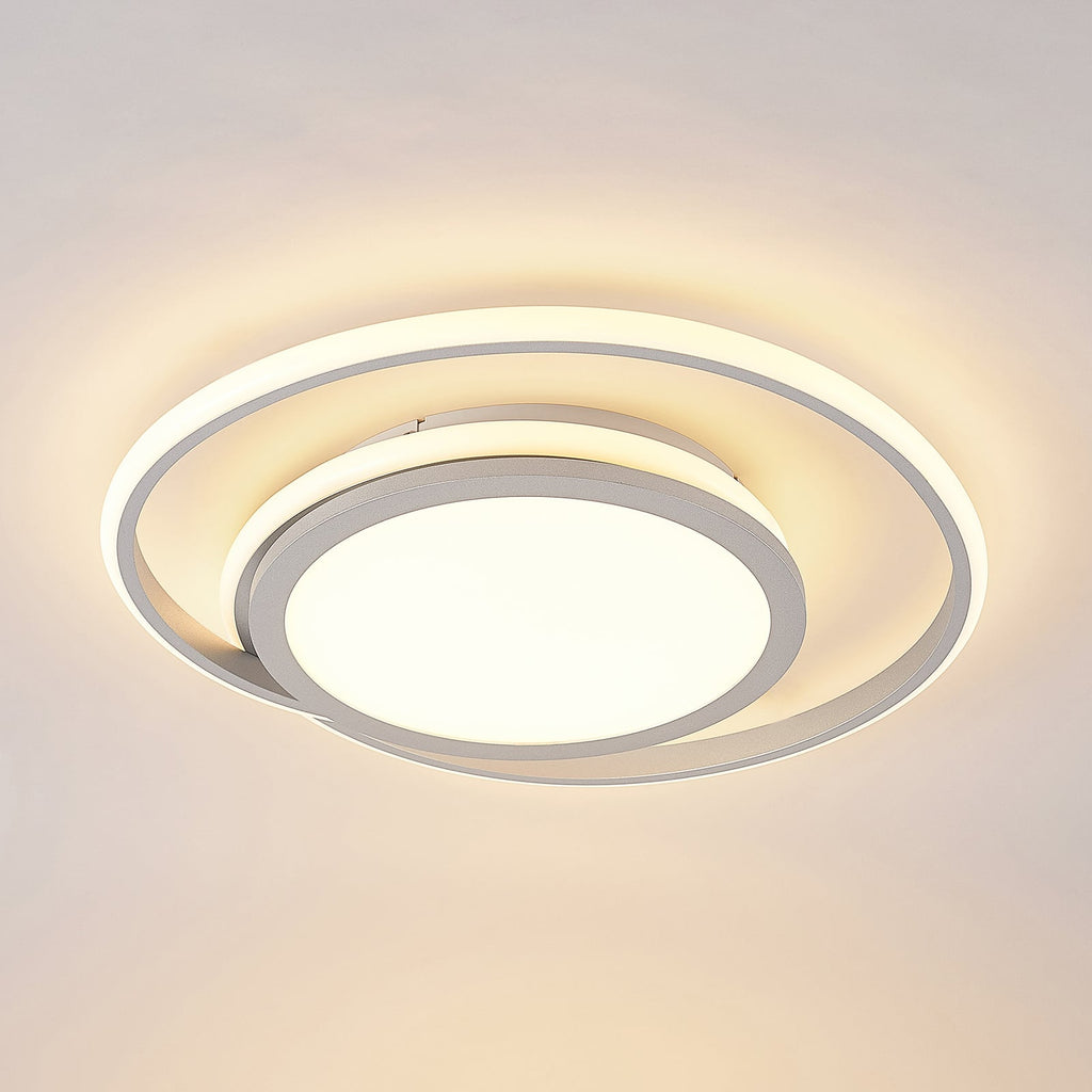 LED taklampe Noud dimbar sølv aluminium nærbilde av LED-lys
