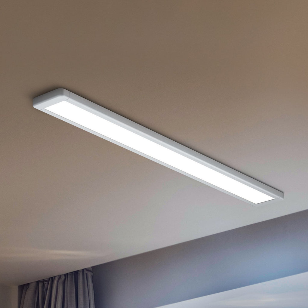 LED taklampe Office Line aluminium hvit 122 cm 48W OSRAM forfra