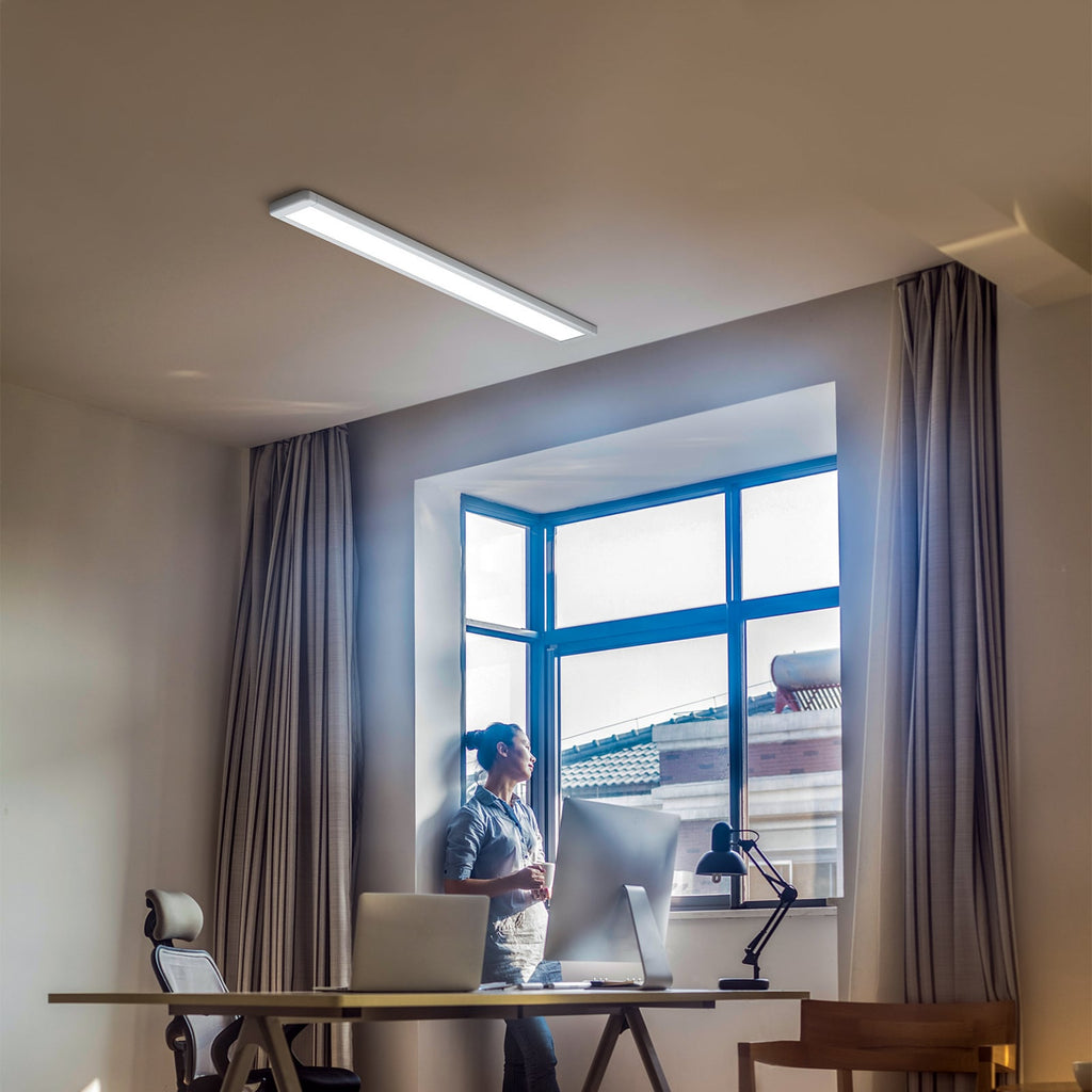 LED taklampe Office Line aluminium hvit 122 cm 48W OSRAM bakside