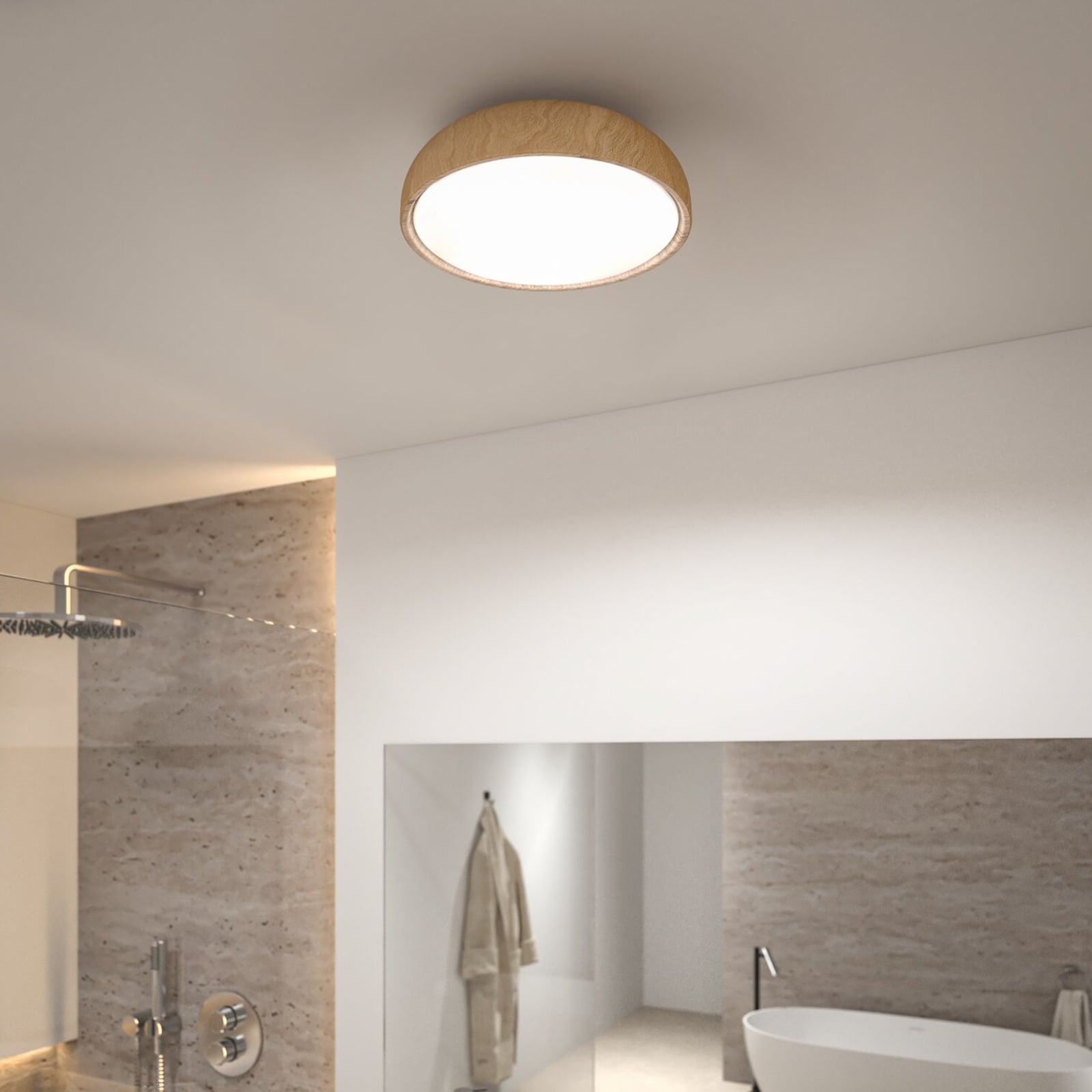 LED taklampe Oka CCT tredekor Ø36 cm forfra
