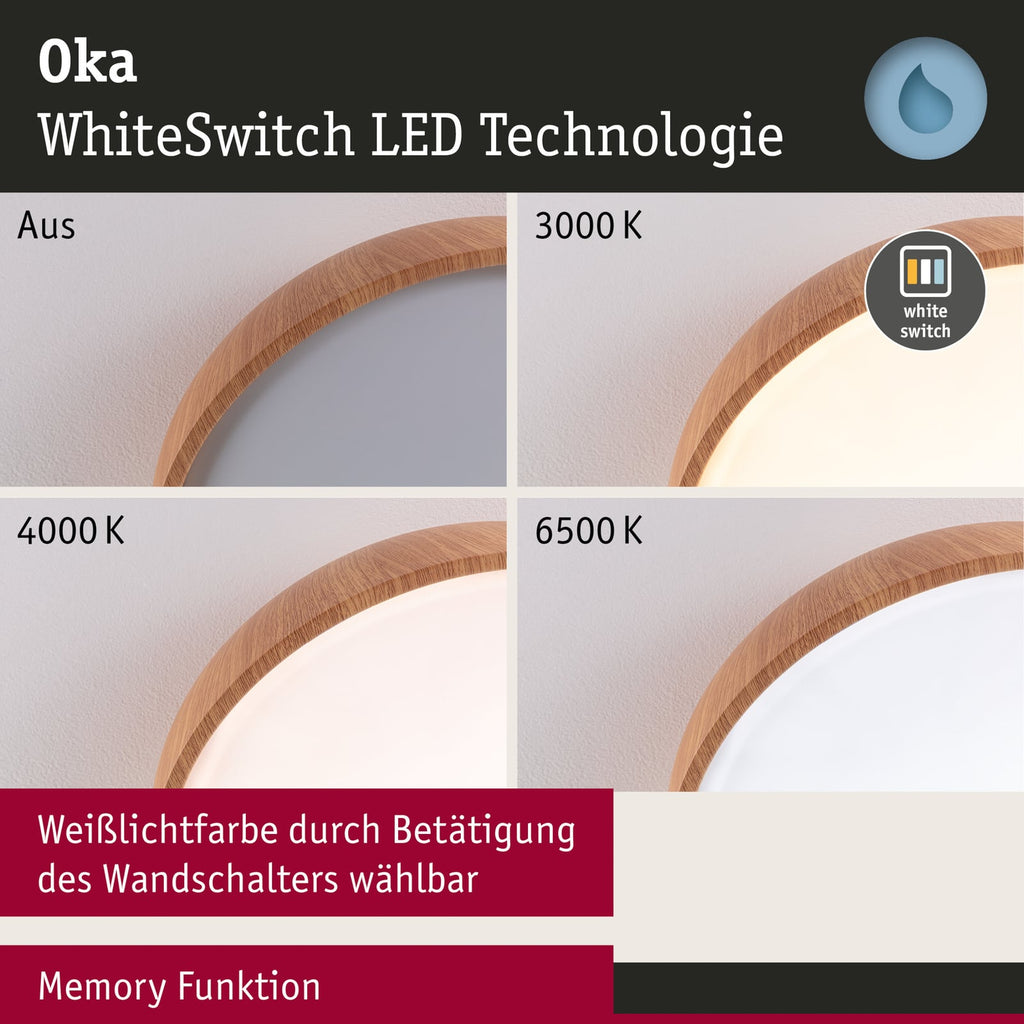 LED taklampe Oka CCT tredekor Ø36 cm lysmodus varm hvit