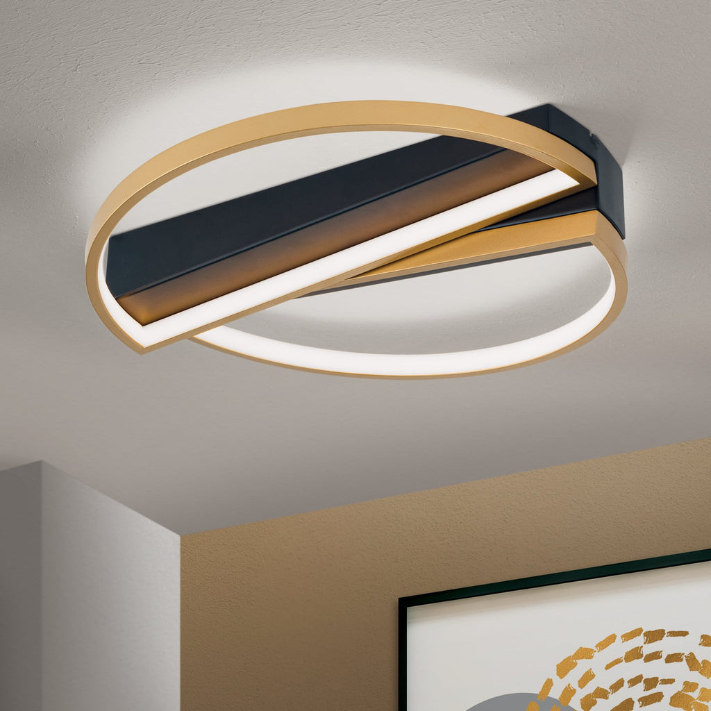 LED taklampe Olga dimbar svart/gull Ø43,5 cm forfra