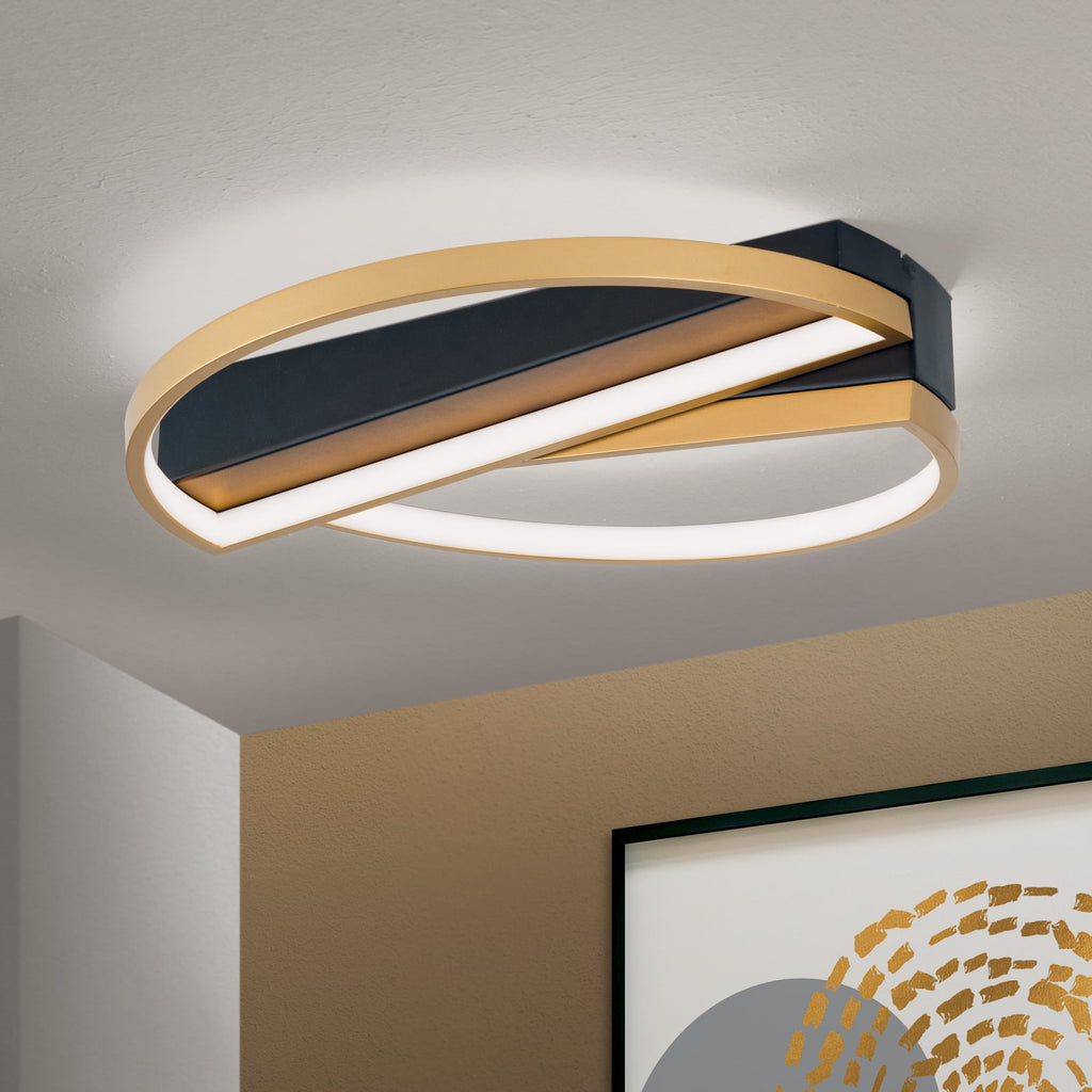 LED taklampe Olga dimbar svart/gull Ø43,5 cm bakside