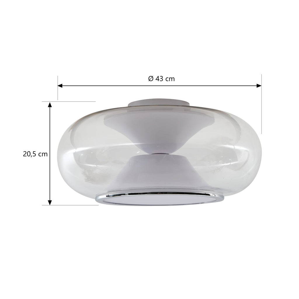 LED taklampe Orasa glass hvit/klar Ø43 cm 17W varmhvit montert i rom