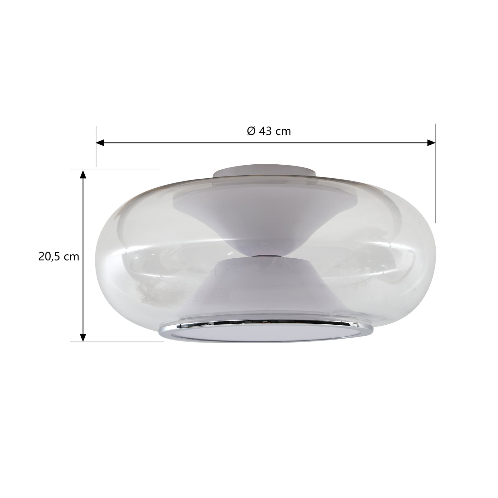 LED taklampe Orasa glass hvit/klar Ø43 cm 17W varmhvit montert i rom