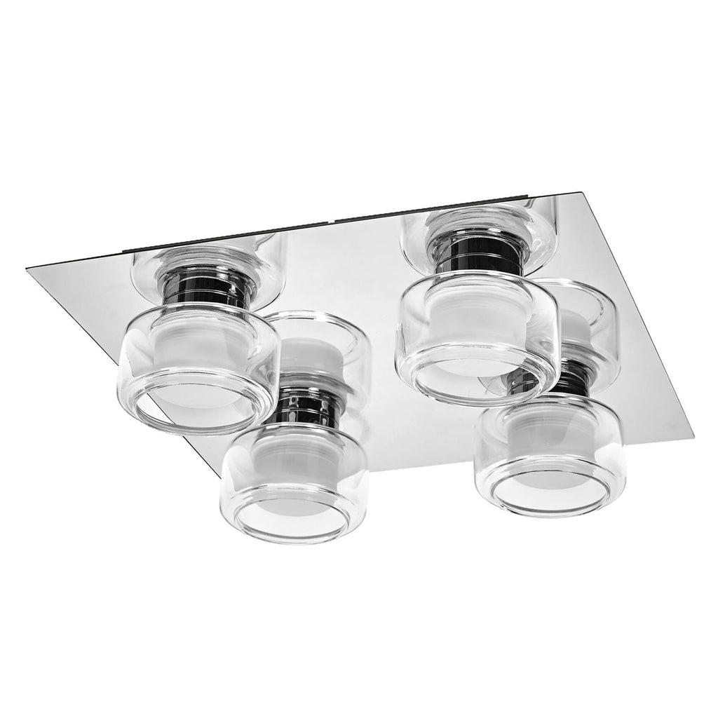 LED taklampe Orbis Flame 4-lys krom glass IP44 forfra