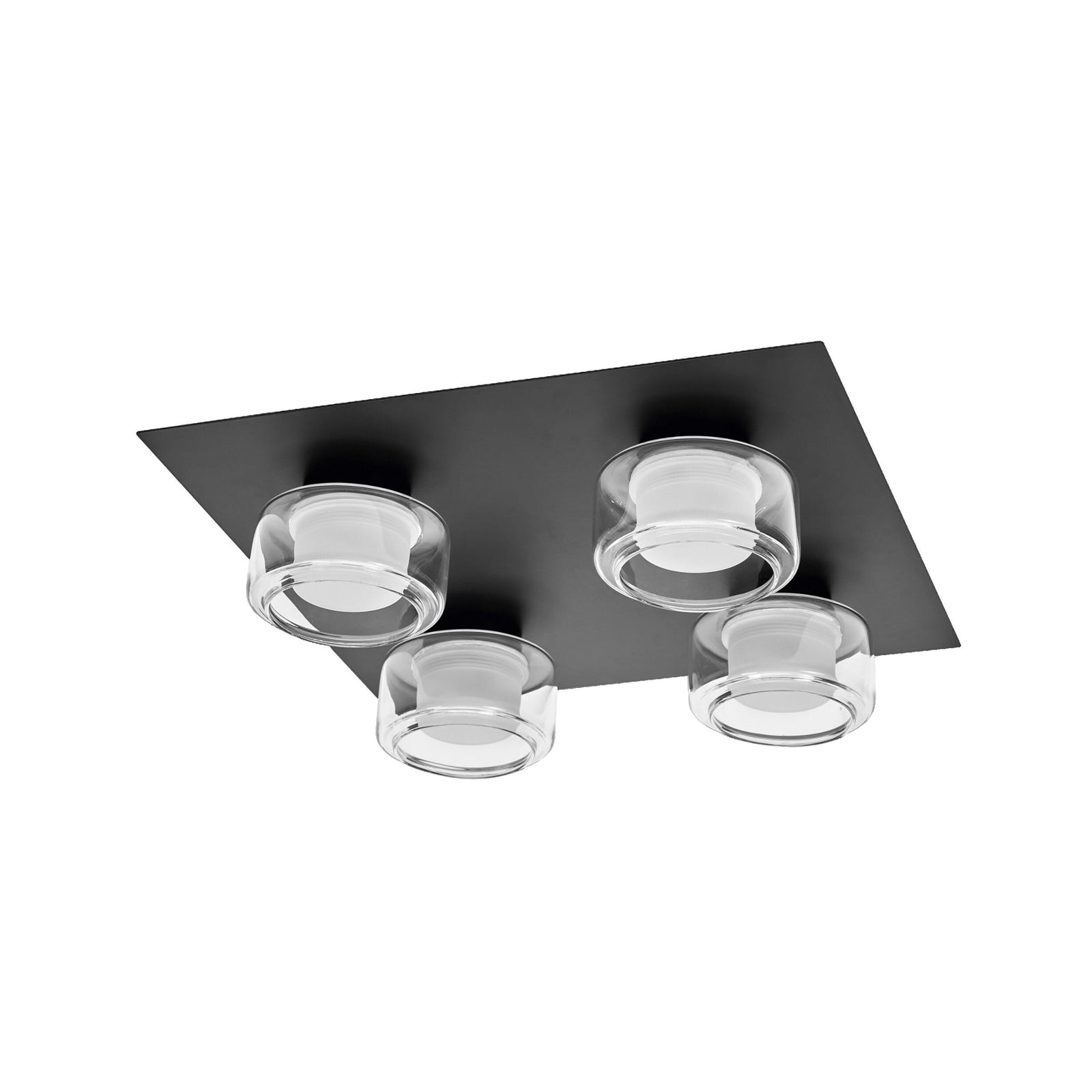 LED taklampe Orbis Flame 4-lys svart glass IP44 forfra