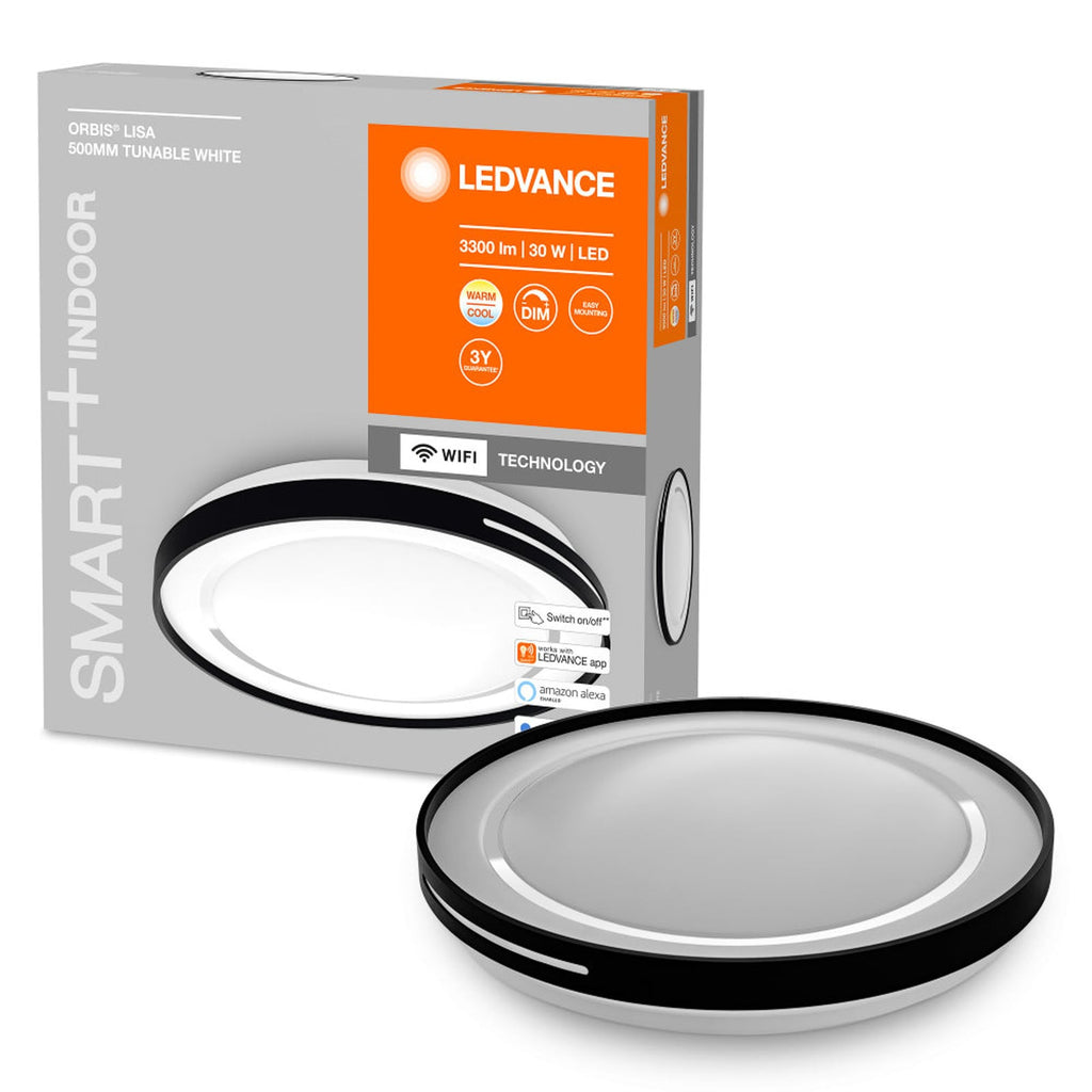Montert LED taklampe Orbis Lisa smart WiFi dimbar svart i rom