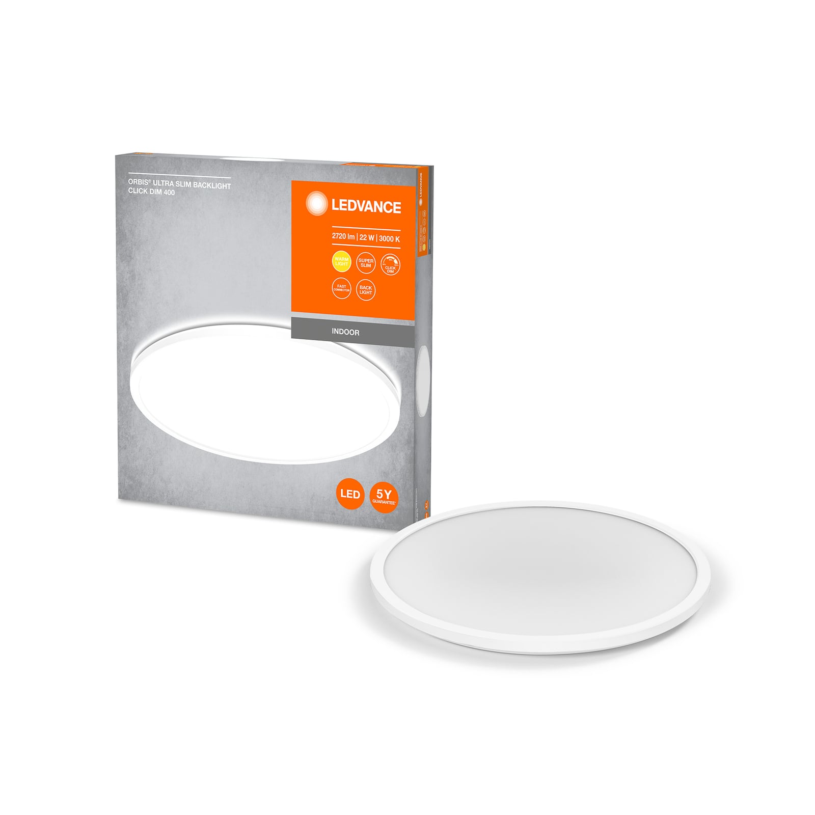 Nærbilde av LED lys på LED taklampe Orbis Ultra Slim dimbar hvit