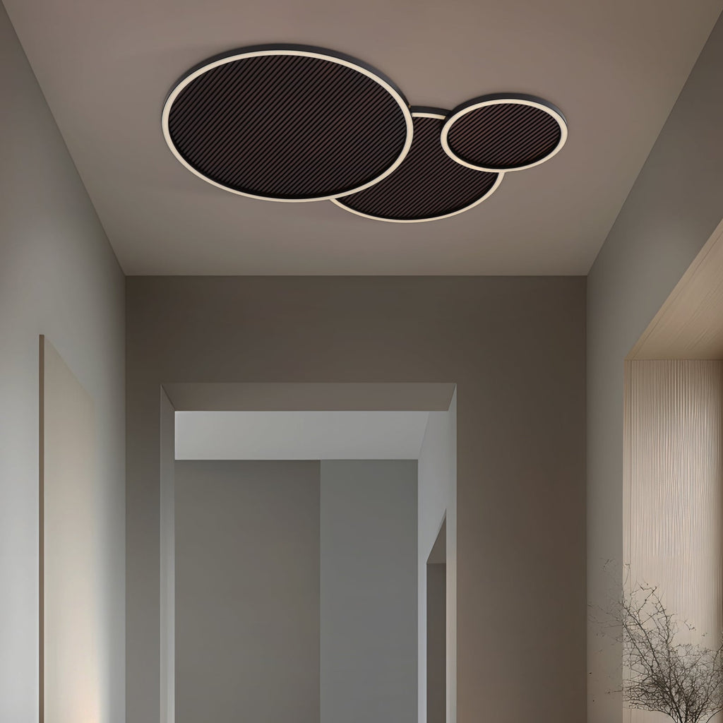 Bakside av LED-taklampe Orven dimbar svart/tre 80x65 cm