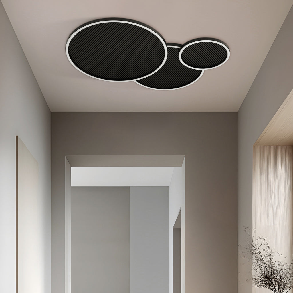 Montert LED-taklampe Orven dimbar svart/tre 80x65 cm i rom