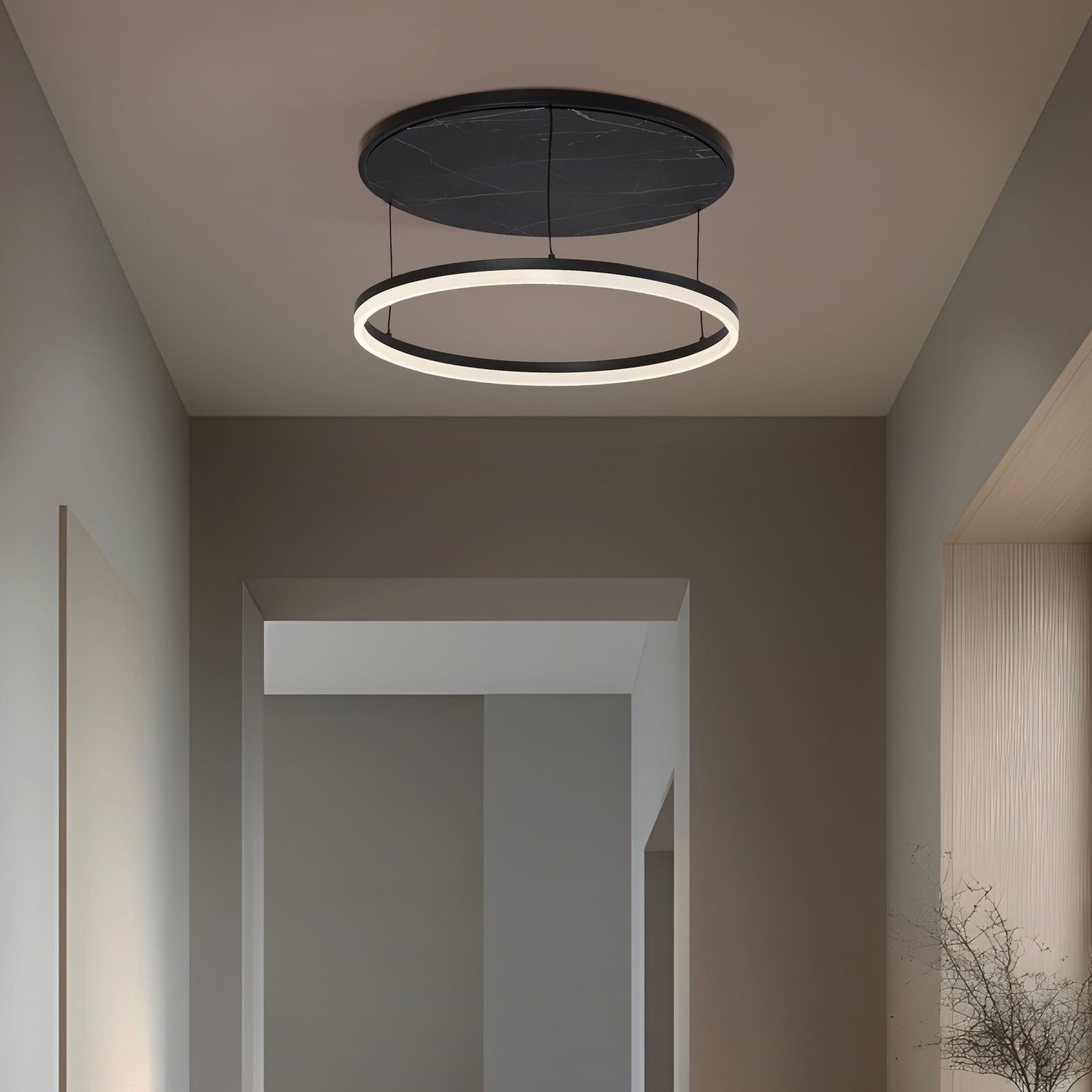 LED taklampe Orven svart marmor dimbar bakside