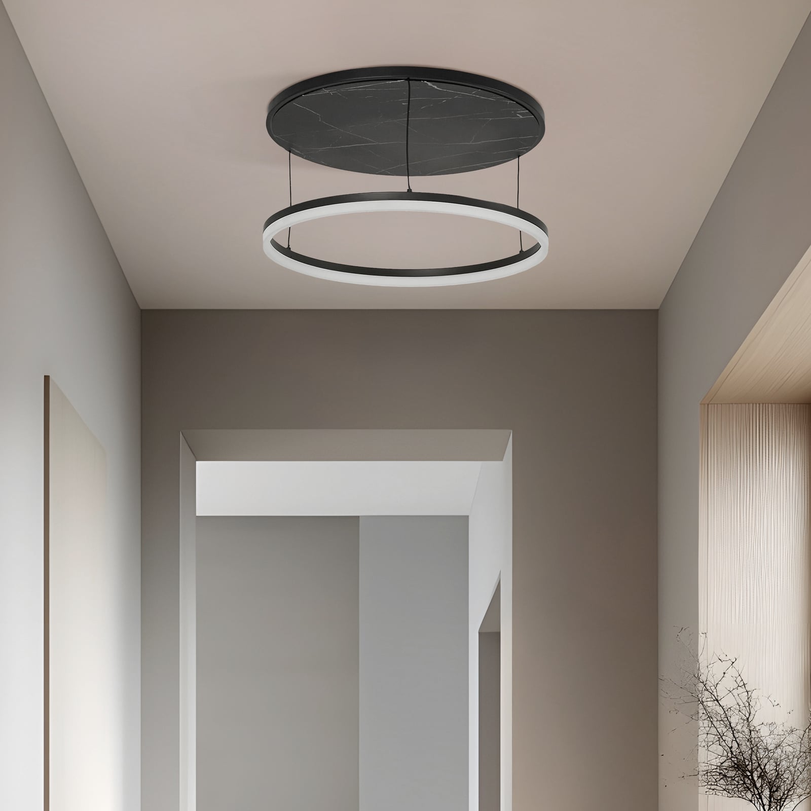 LED taklampe Orven svart marmor dimbar montert i rom