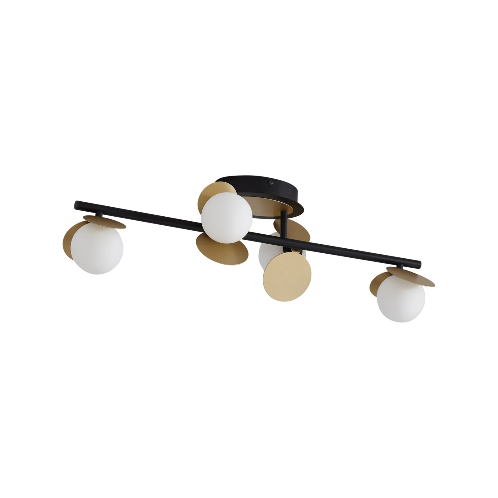 LED taklampe Pallo 4-lys svart/gull glass 70 cm detalj