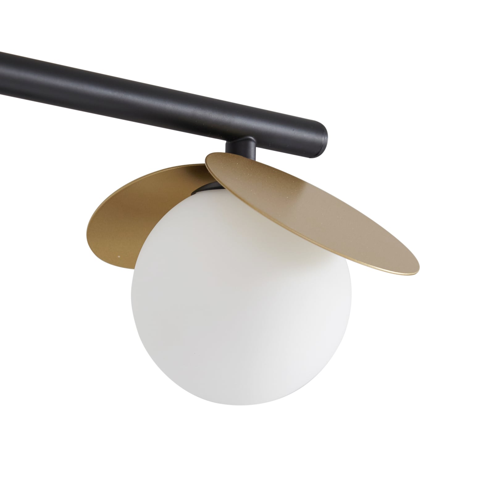 LED taklampe Pallo 4-lys svart/gull glass 70 cm nærbilde av glasskule