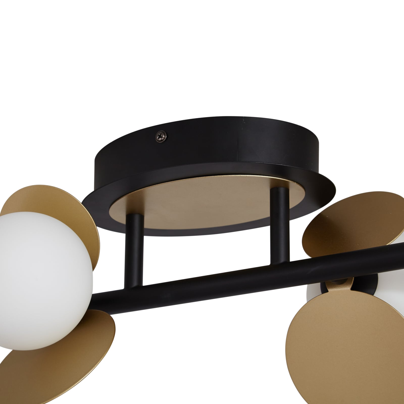 LED taklampe Pallo 4-lys svart/gull glass 70 cm lysdetalj