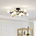 LED taklampe Pallo 9-lys glass svart/gull dimbar forfra