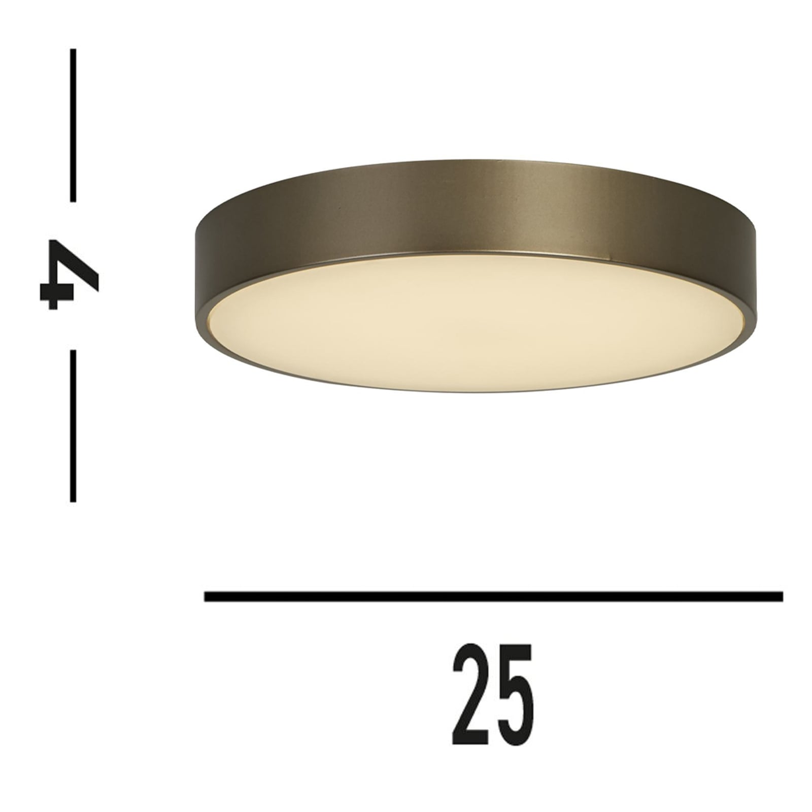 LED taklampe Palma bronse stål og akryl Ø25 cm 12W bakside